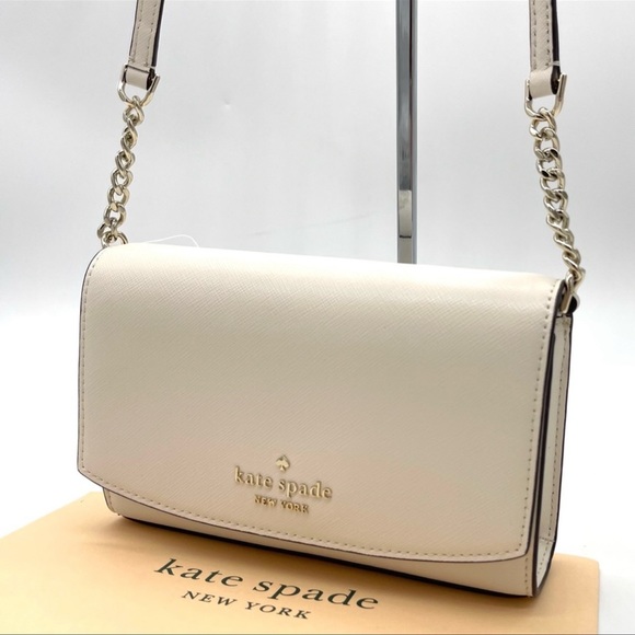 Kate Spade New York Staci small flap crossbody bag (Parchment): Handbags